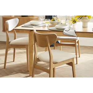 Chaises en tissu effet laine bouclée beige et bois clair (lot de 2) maya