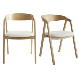 Chaises empilables en tissu effet laine bouclée blanc cassé (lot de 2) lova