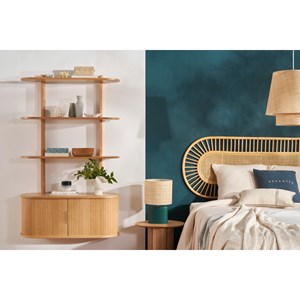 Bibliothèque murale en bois avec rangement 2 portes coulissantes l90 cm epic