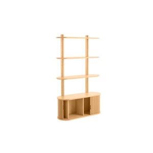 Bibliothèque murale en bois avec rangement 2 portes coulissantes l90 cm epic