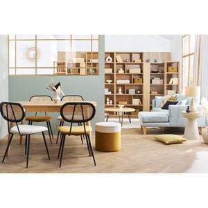 Chaises en tissu velours bronze et cannage rotin naturel (lot de 2) tolma