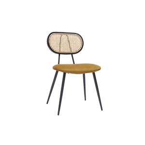 Chaises en tissu velours bronze et cannage rotin naturel (lot de 2) tolma