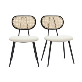 Chaises en tissu effet laine bouclée blanc cassé (lot de 2) tolma