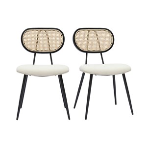 Chaises en tissu effet laine bouclée blanc cassé (lot de 2) tolma