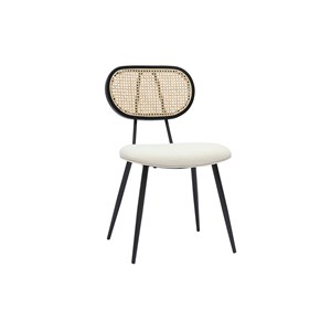 Chaises en tissu effet laine bouclée blanc cassé (lot de 2) tolma