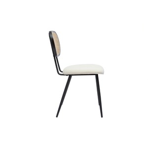Chaises en tissu effet laine bouclée blanc cassé (lot de 2) tolma