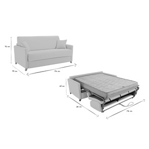 Canapé convertible 3 places en tissu beige et bois clair skandy