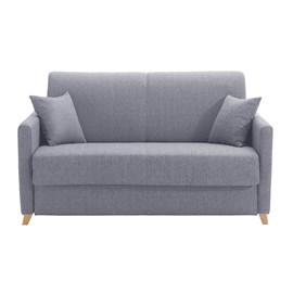 Canapé convertible 2-3 places en tissu gris et bois clair skandy