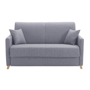 Canapé convertible 2-3 places en tissu gris et bois clair skandy