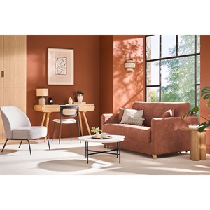 Canapé convertible 2-3 places en tissu gris et bois clair skandy