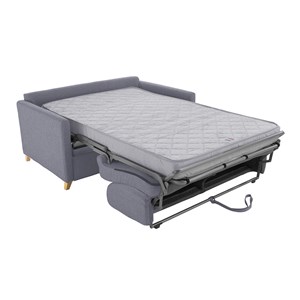 Canapé convertible 2-3 places en tissu gris et bois clair skandy