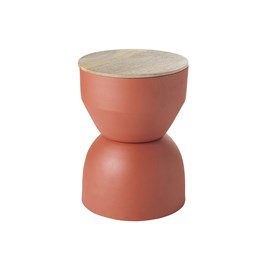 Table d'appoint ronde avec rangement en métal terre brulée d30 cm yoyo