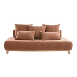 Canapé 3 places en tissu effet velours texturé terre brûlée l200 cm odeon