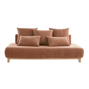 Canapé 3 places en tissu effet velours texturé terre brûlée l200 cm odeon