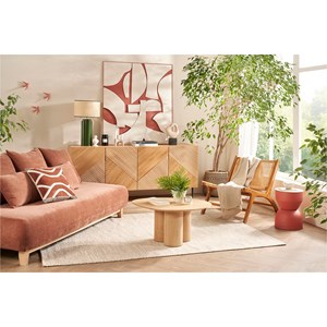 Canapé 3 places en tissu effet velours texturé terre brûlée l200 cm odeon