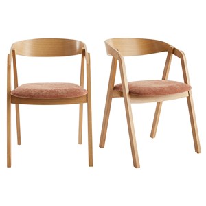 Chaises empilables en bois et tissu effet velours terre brûlée (lot de 2) lova