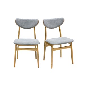 Chaises en tissu effet velours texturé gris chiné et bois clair (lot de 2) maya