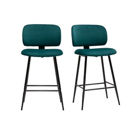 Tabourets de bar en tissu velours bleu pétrole h70 cm (lot de 2) atrium