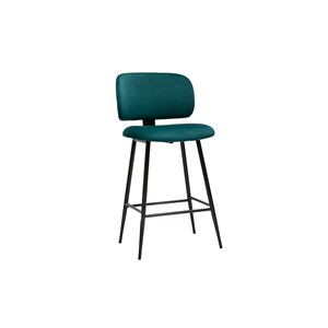 Tabourets de bar en tissu velours bleu pétrole h70 cm (lot de 2) atrium