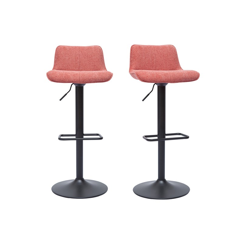 Tabourets de bar pivotants en tissu effet velours terracotta (lot de 2) boost