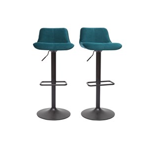 Tabourets de bar réglables pivotants en tissu velours bleu (lot de 2) boost