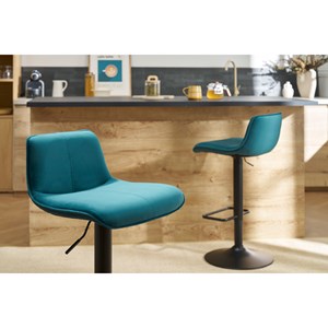 Tabourets de bar réglables pivotants en tissu velours bleu (lot de 2) boost