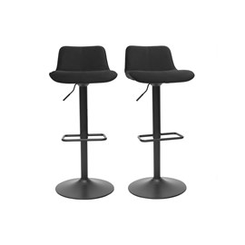 Tabourets de bar réglables pivotants noirs en tissu velours (lot de 2) boost