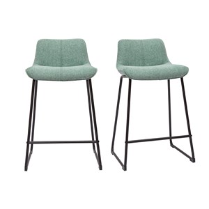 Tabourets de bar en tissu effet velours vert céladon h65 cm (lot de 2) boost