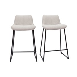 Tabourets de bar en tissu effet velours texturé beige h65 cm (lot de 2) boost