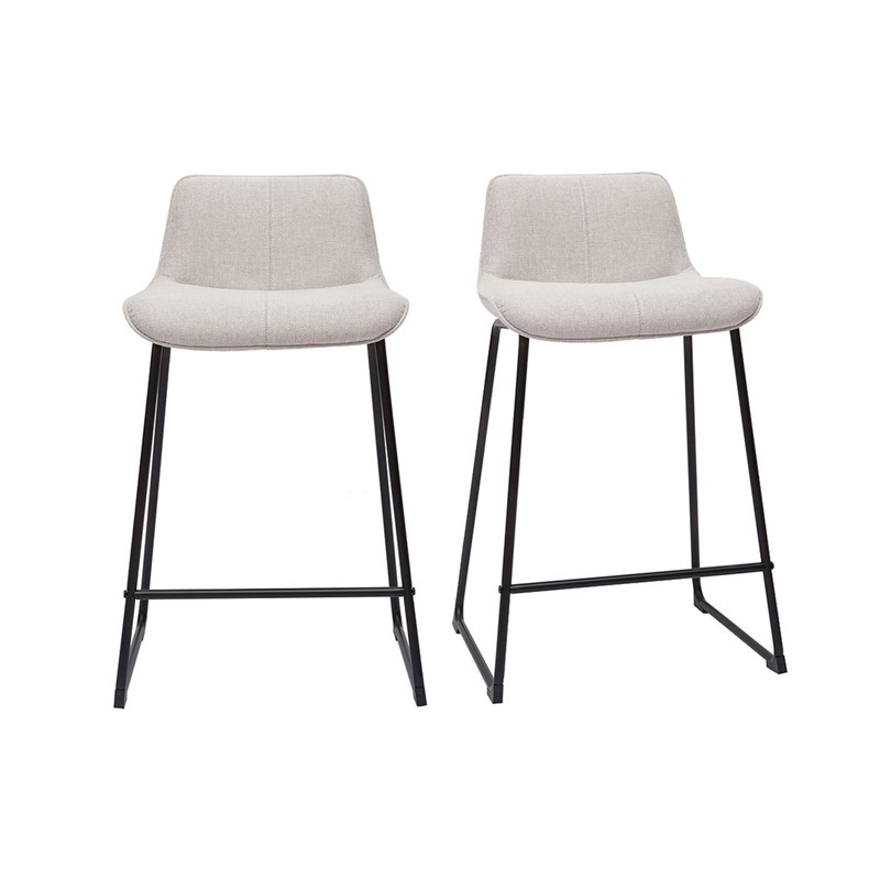 Miliboo - Tabourets de bar en tissu effet velours texturé beige h65 cm (lot de 2) boost