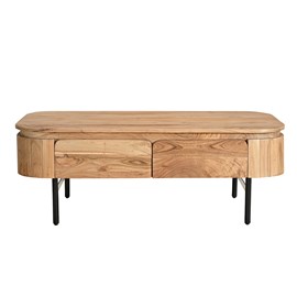 Table basse avec rangements en bois et métal noir 4 tiroirs l115 cm napoli
