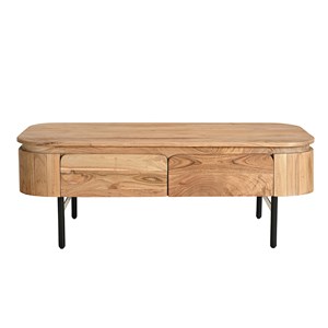 Table basse avec rangements en bois et métal noir 4 tiroirs l115 cm napoli