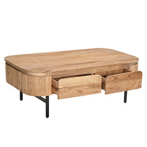 Table basse avec rangements en bois et métal noir 4 tiroirs l115 cm napoli