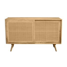 Buffet en bois manguier et cannage rotin 2 portes coulissantes l135 cm acange