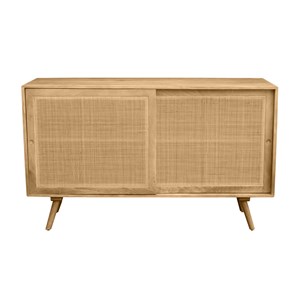 Buffet en bois manguier et cannage rotin 2 portes coulissantes l135 cm acange