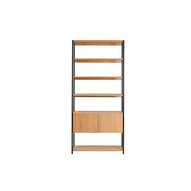 Bibliothèque étagère avec rangement fermé finition bois clair chêne l94 cm flea