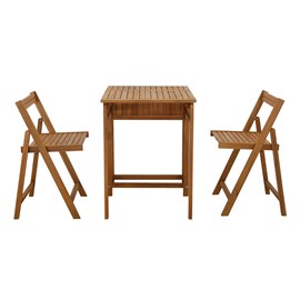 Set de 2 chaises pliantes et 1 table de balcon rabattable avec rangement prado