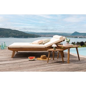 Bain de soleil double avec dossiers multipositions beige l127 cm caracas