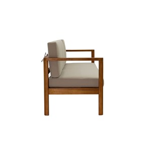 Canapé de jardin 3 places en bois et coussins déhoussables taupe l190 cm akis