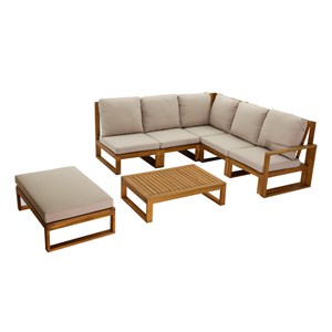 Salon de jardin d'angle 6-8 places en bois massif taupe salsa