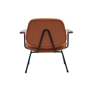 Fauteuil en tissu effet laine bouclée terre brûlée, métal et bois foncé barnet