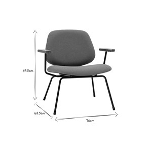 Fauteuil en tissu effet laine bouclée terre brûlée, métal et bois foncé barnet