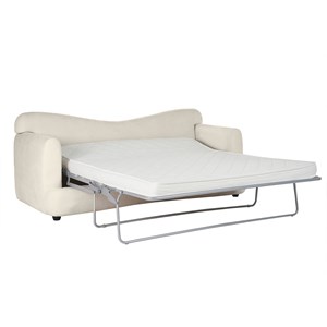 Canapé convertible déhoussable 3-4 places tissu effet velours beige clair sacha