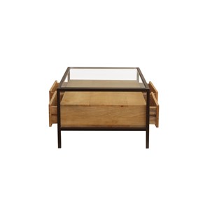 Table basse rectangulaire avec rangements en bois, verre et métal l100 cm sita