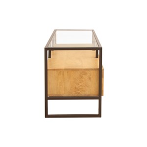 Meuble tv rectangulaire avec rangements en bois, verre et métal l150 cm diya