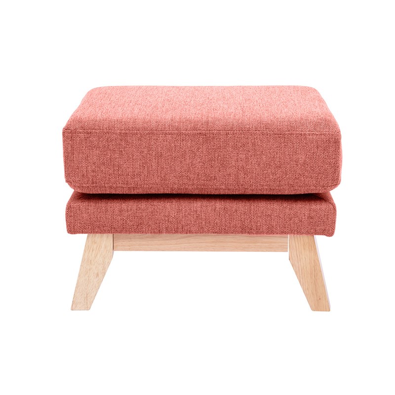 Pouf repose-pieds déhoussable en tissu effet velours texturé terracotta oslo