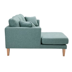 Canapé d'angle gauche déhoussable en tissu vert de gris et bois 3-4 places oslo