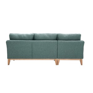 Canapé d'angle gauche déhoussable en tissu vert de gris et bois 3-4 places oslo