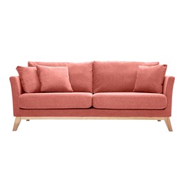 Canapé déhoussable 3 places en tissu effet velours texturé terracotta oslo