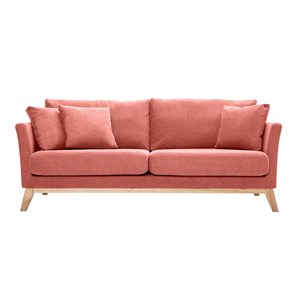 Canapé déhoussable 3 places en tissu effet velours texturé terracotta oslo